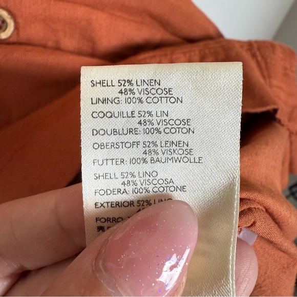 Maeve Rust Linen Blend Mini Dress Size Large - Picture 7 of 9